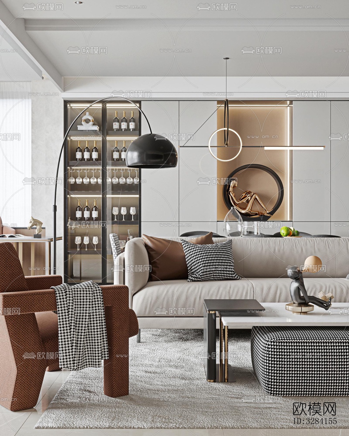 现代客餐厅效果图下载（渲染图8）