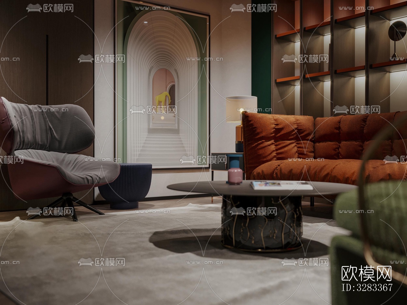 新中式别墅效果图下载（渲染图5）