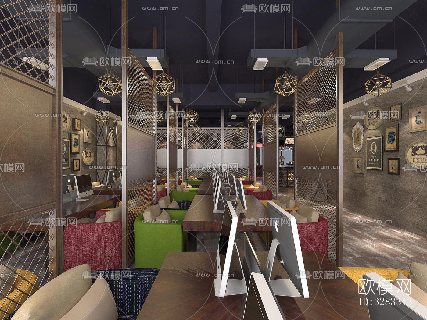 工业风网咖效果图下载（渲染图11）