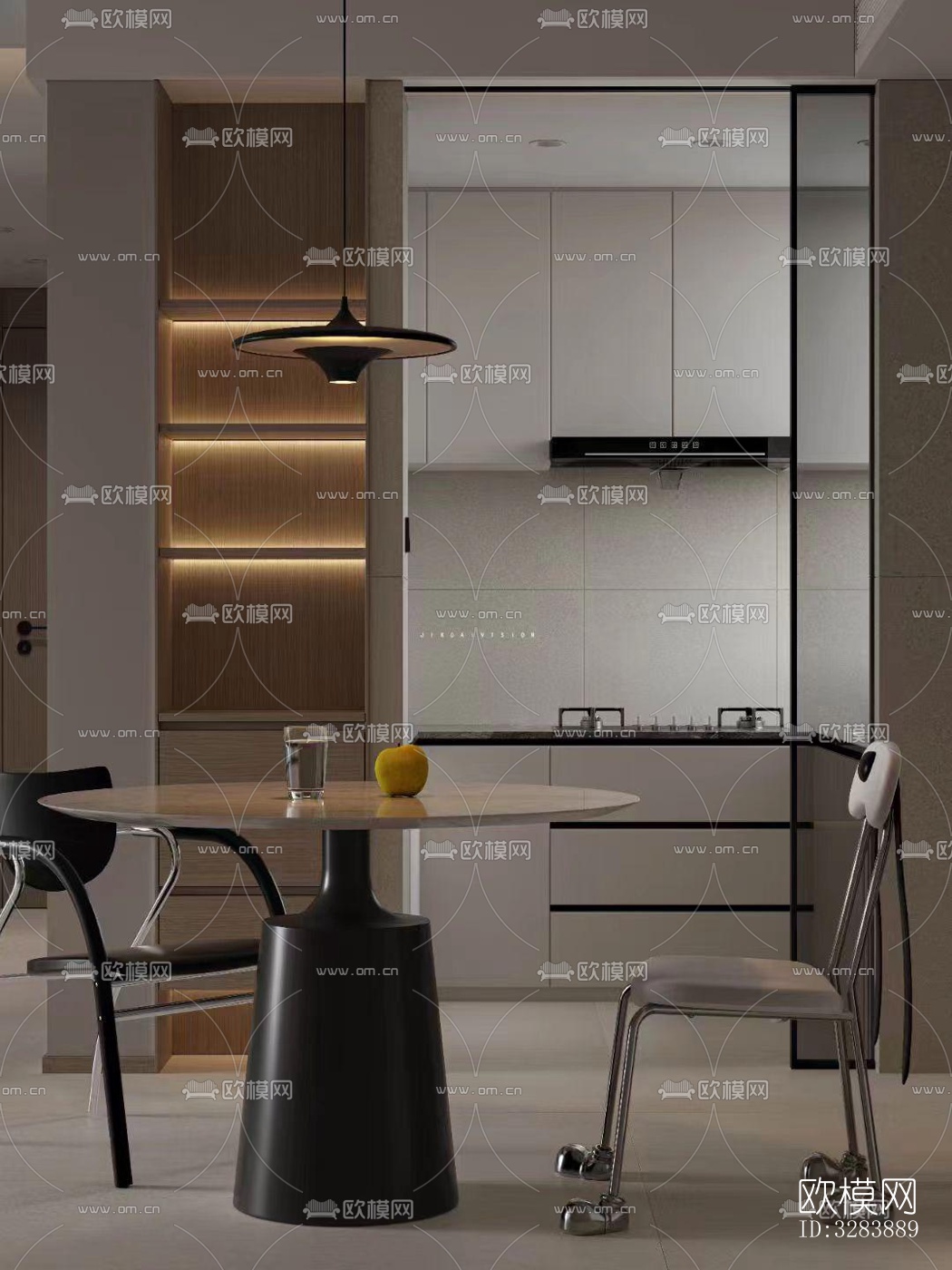 现代客餐厅效果图下载（渲染图3）