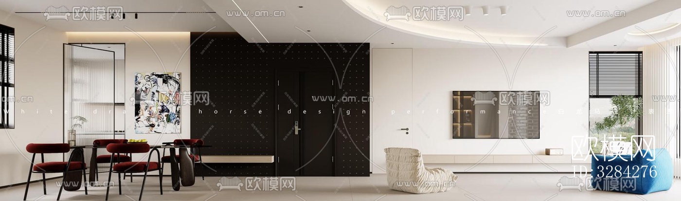 现代客餐厅效果图下载（渲染图2）