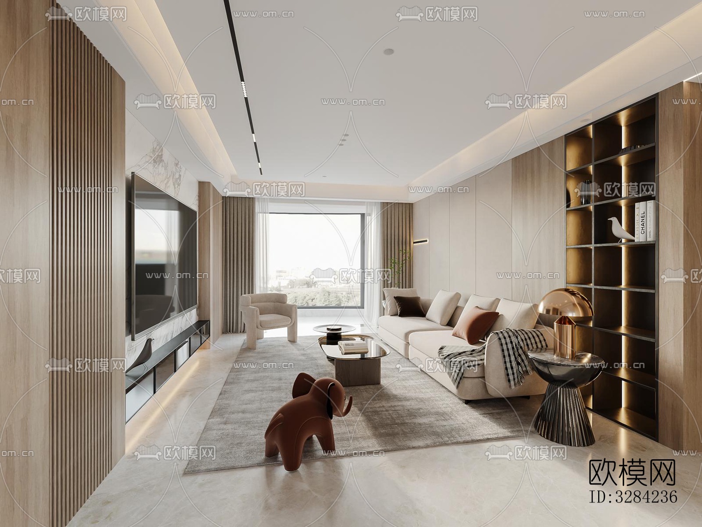 现代客餐厅效果图下载（渲染图2）