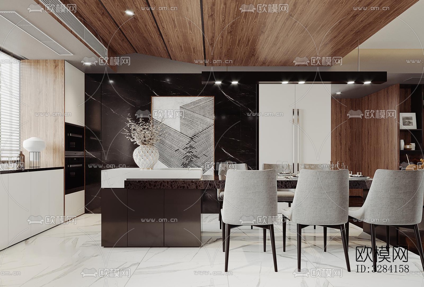 现代客餐厅效果图下载（渲染图5）