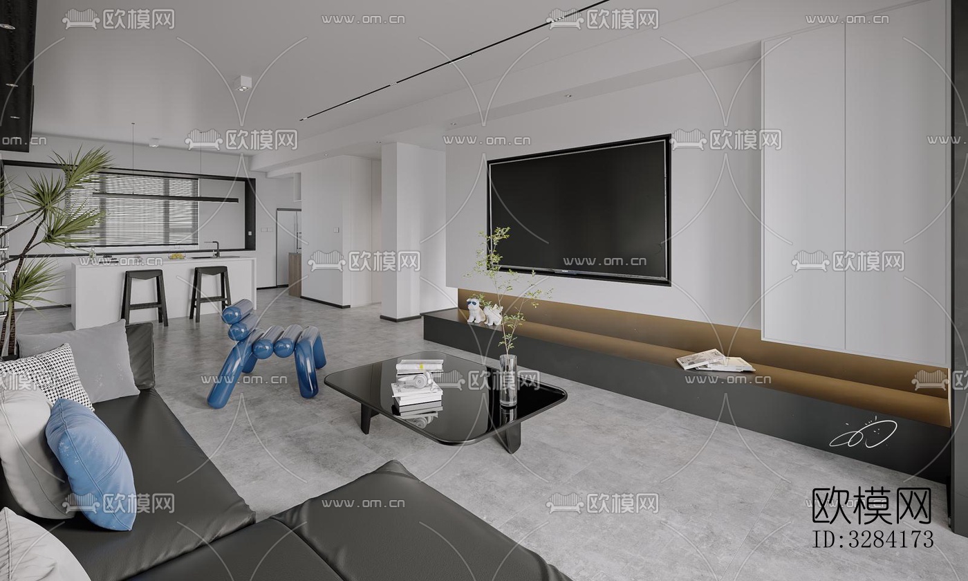 现代客餐厅效果图下载（渲染图9）