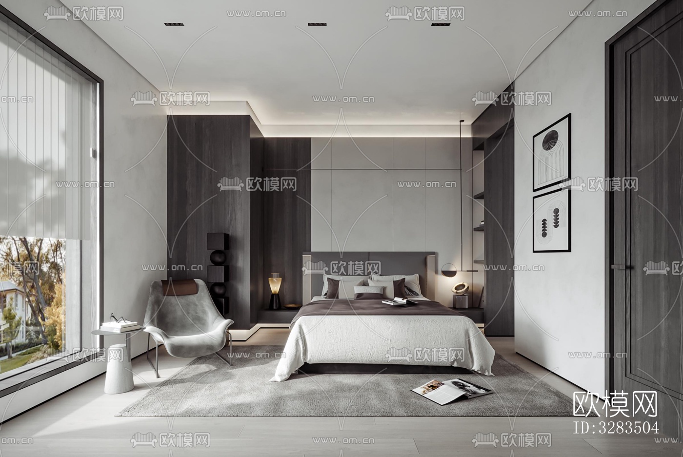 现代卧室效果图下载（渲染图4）