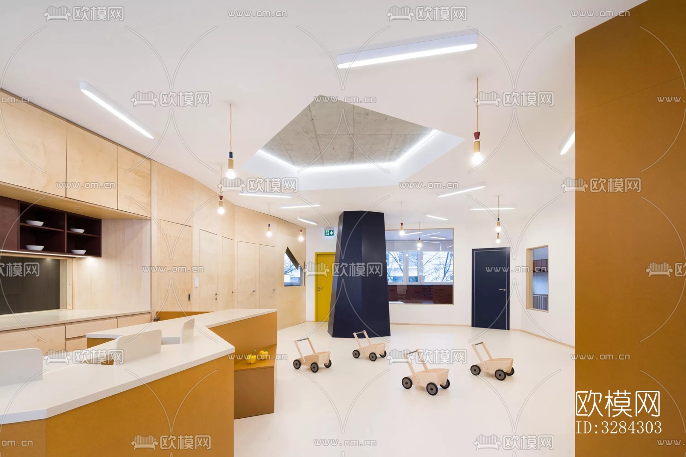 现代幼儿园效果图下载（渲染图1）