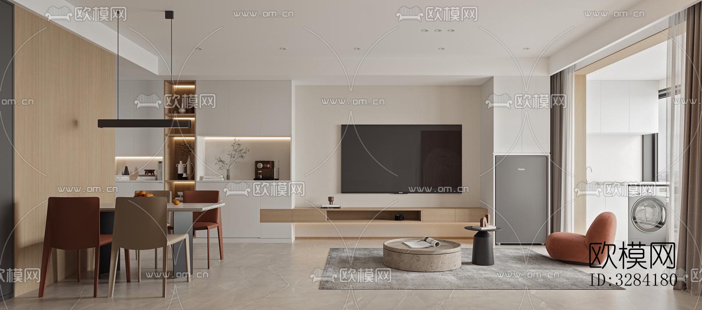 现代客餐厅效果图下载（渲染图7）