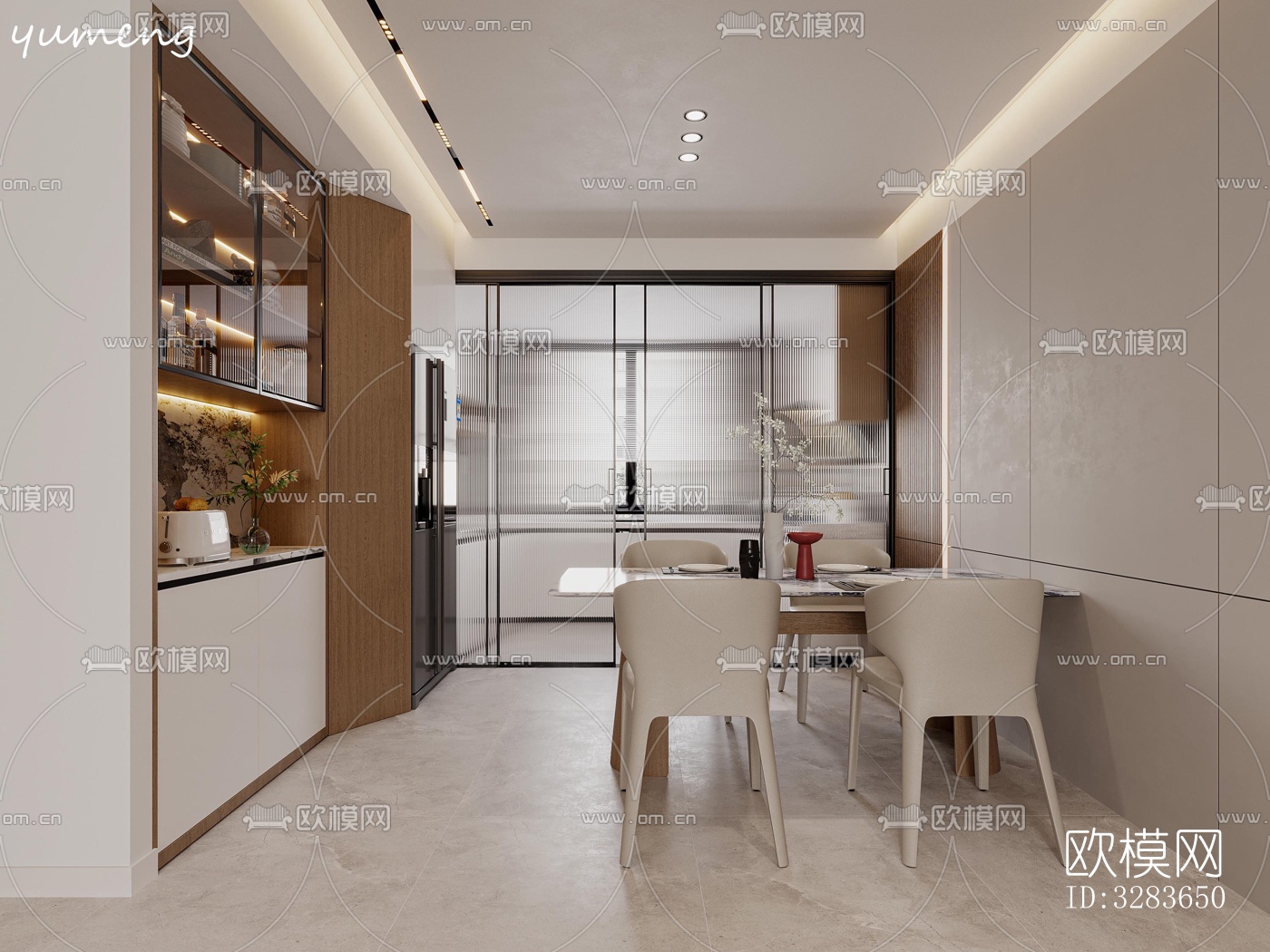 现代客餐厅效果图下载（渲染图1）