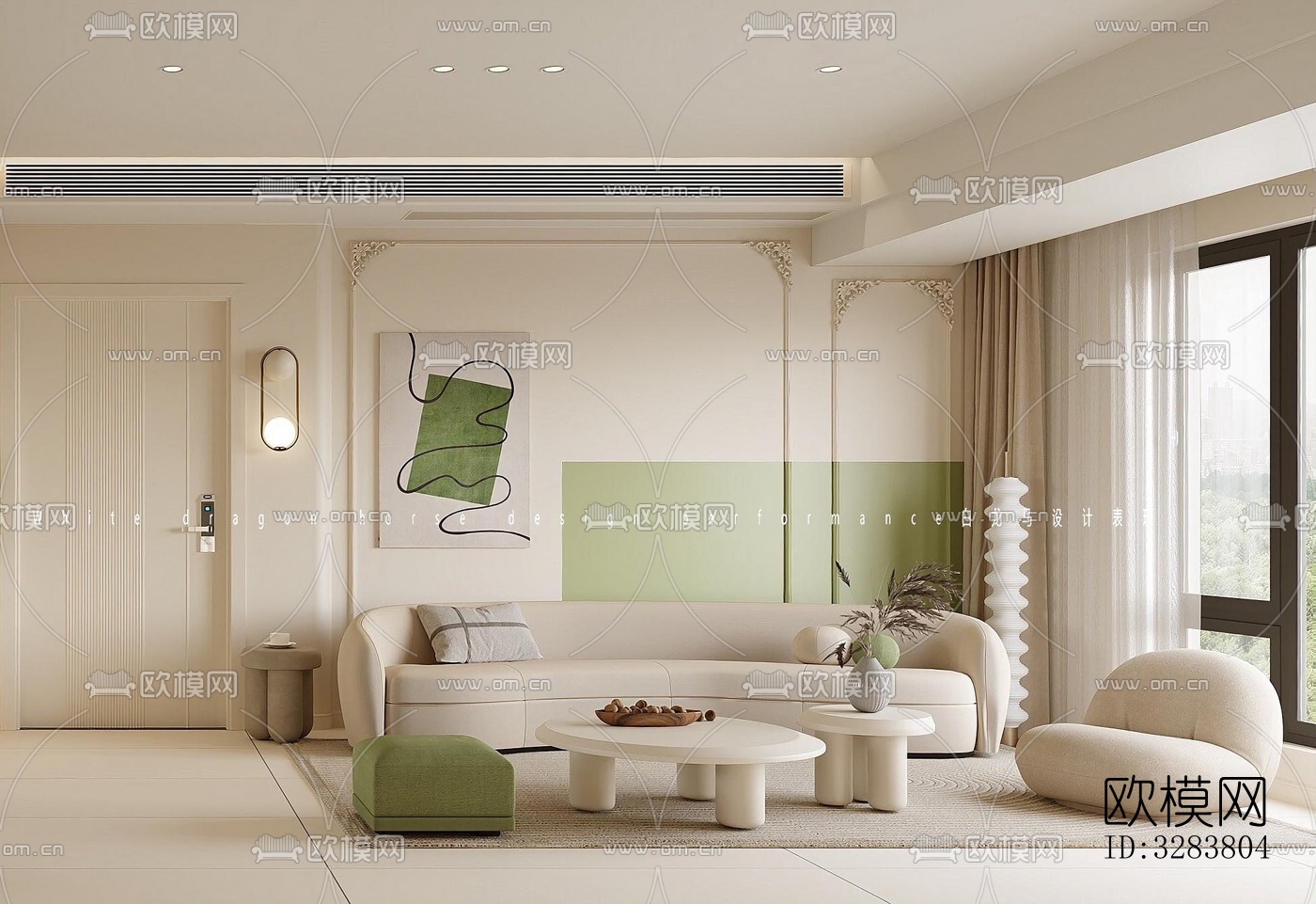 现代客餐厅效果图下载（渲染图3）