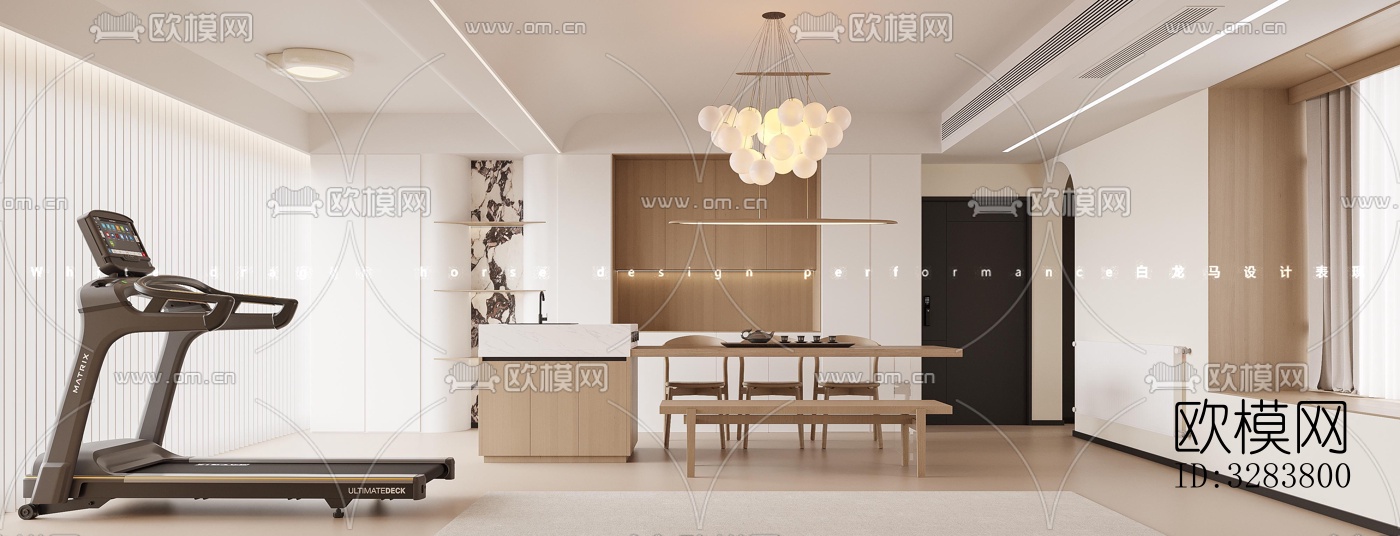 现代客餐厅效果图下载（渲染图6）