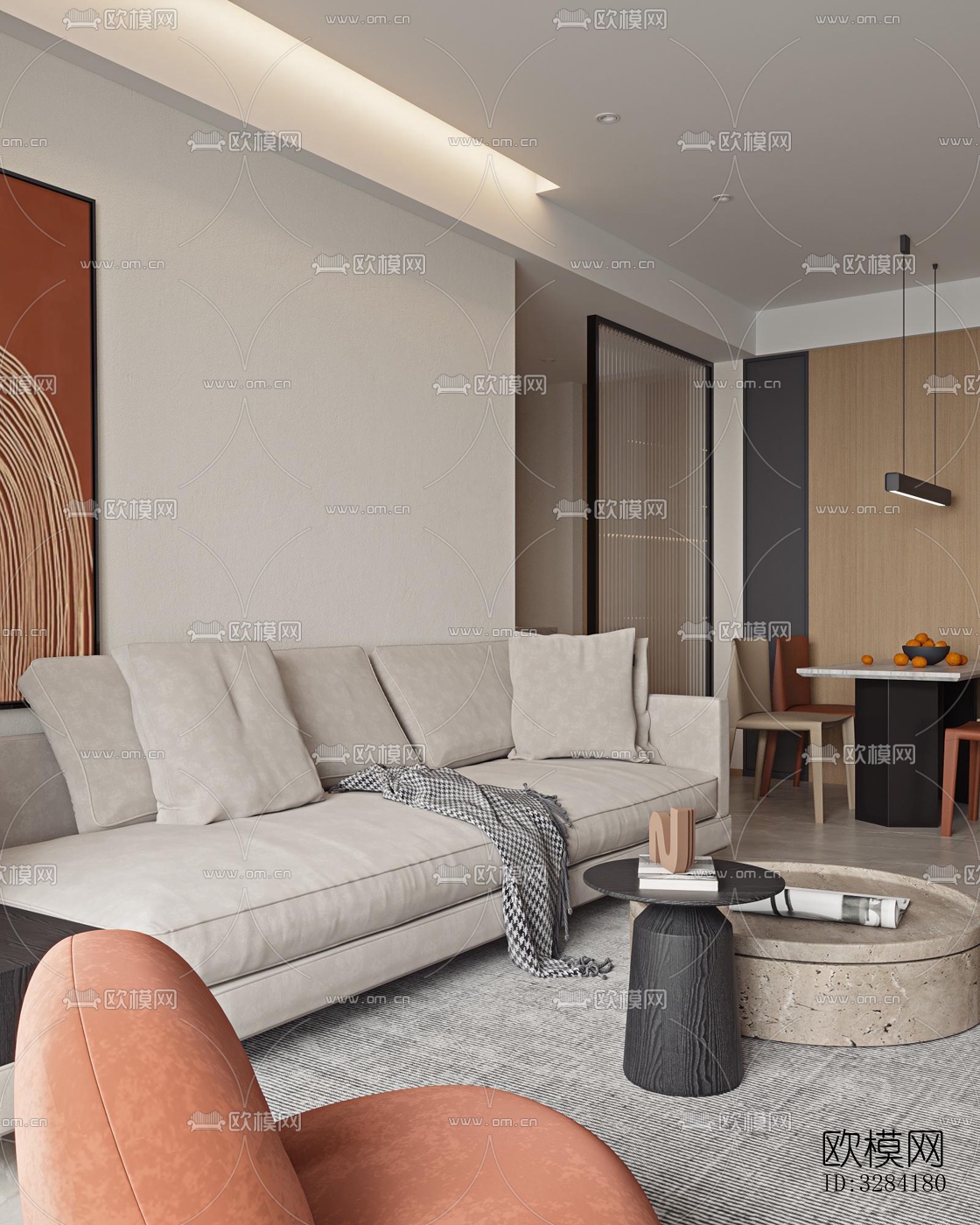 现代客餐厅效果图下载（渲染图4）