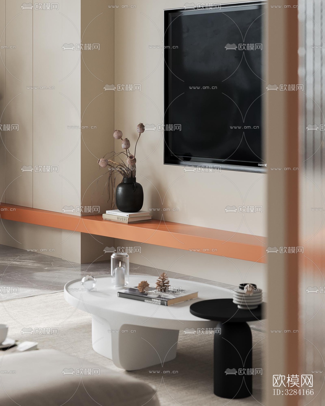 现代客餐厅效果图下载（渲染图5）