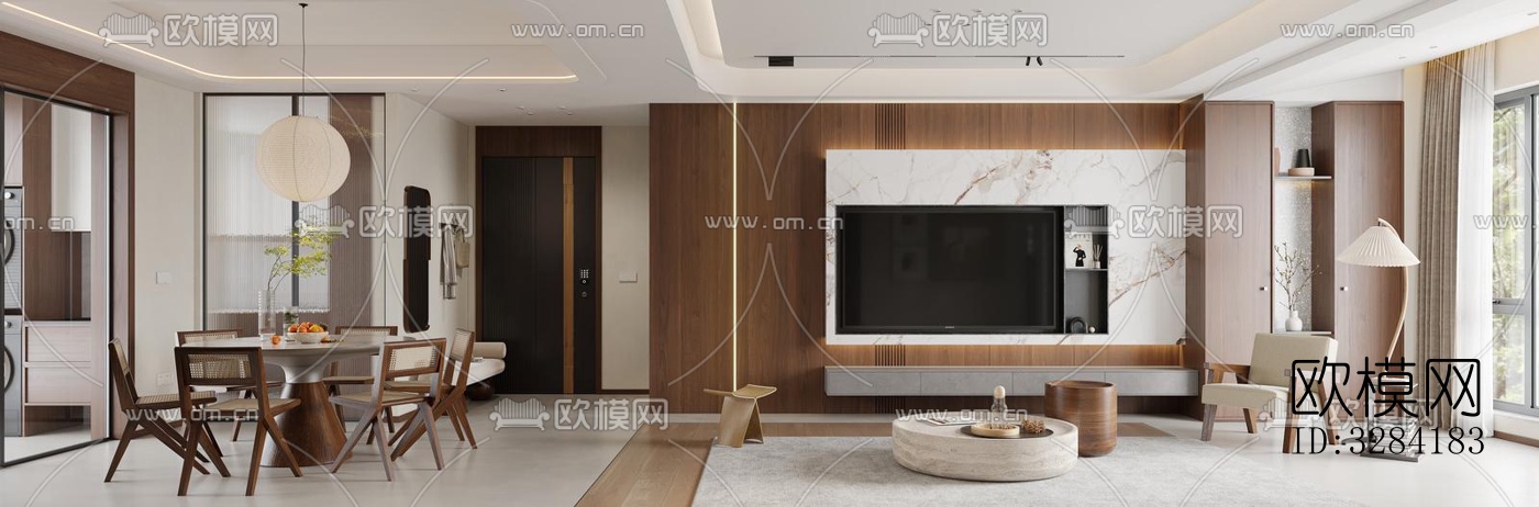 现代客餐厅效果图下载（渲染图16）