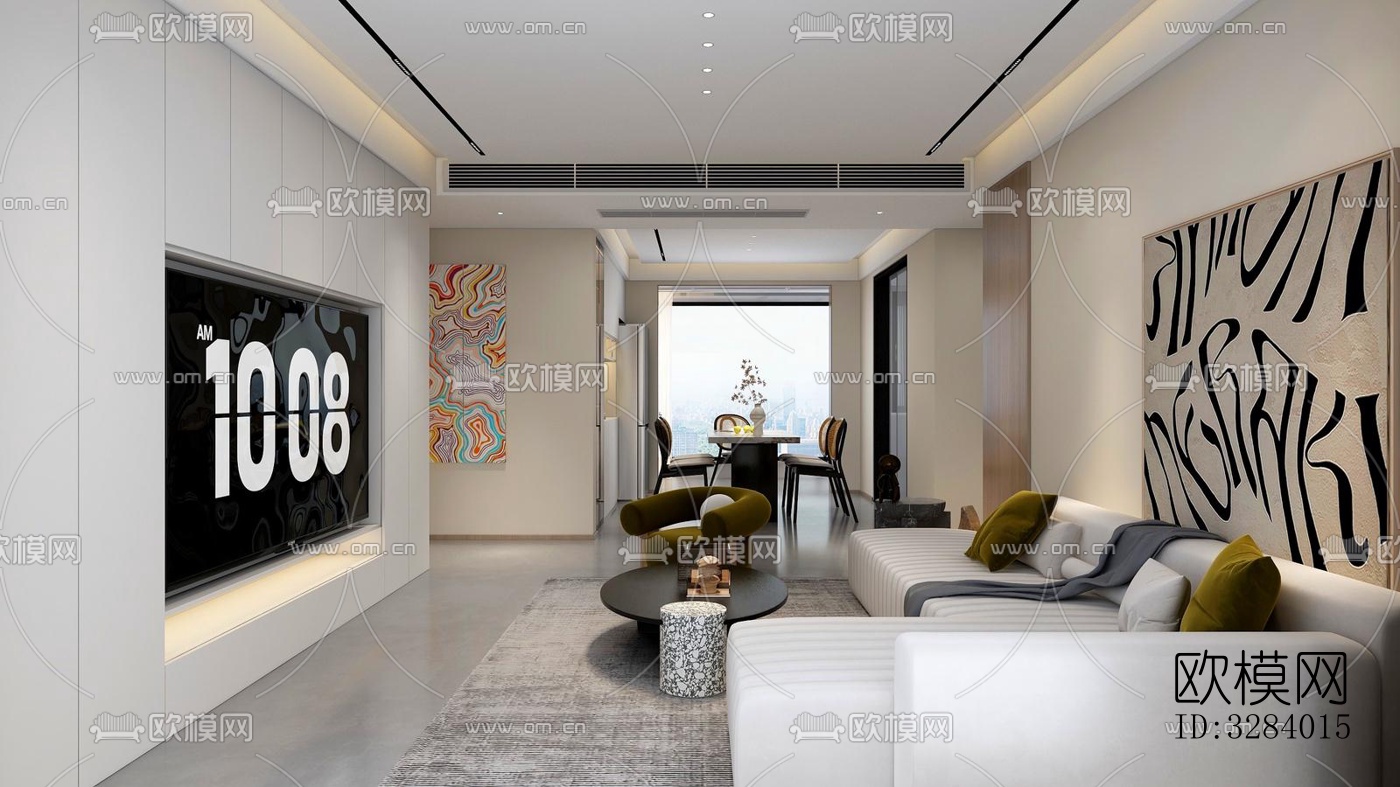 现代客餐厅效果图下载（渲染图4）