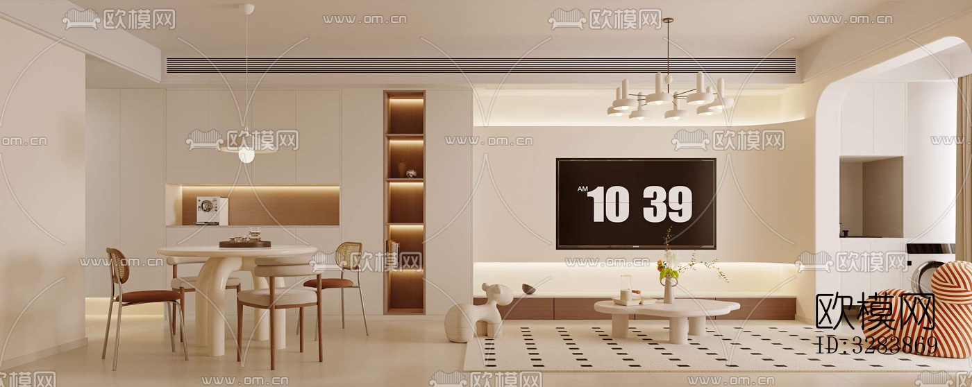 现代客餐厅效果图下载（渲染图2）