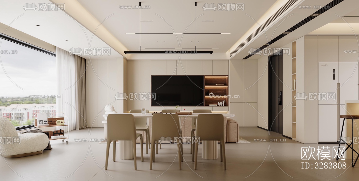 现代客餐厅效果图下载（渲染图6）