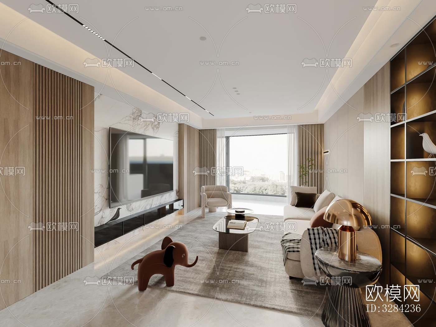 现代客餐厅效果图下载（渲染图3）