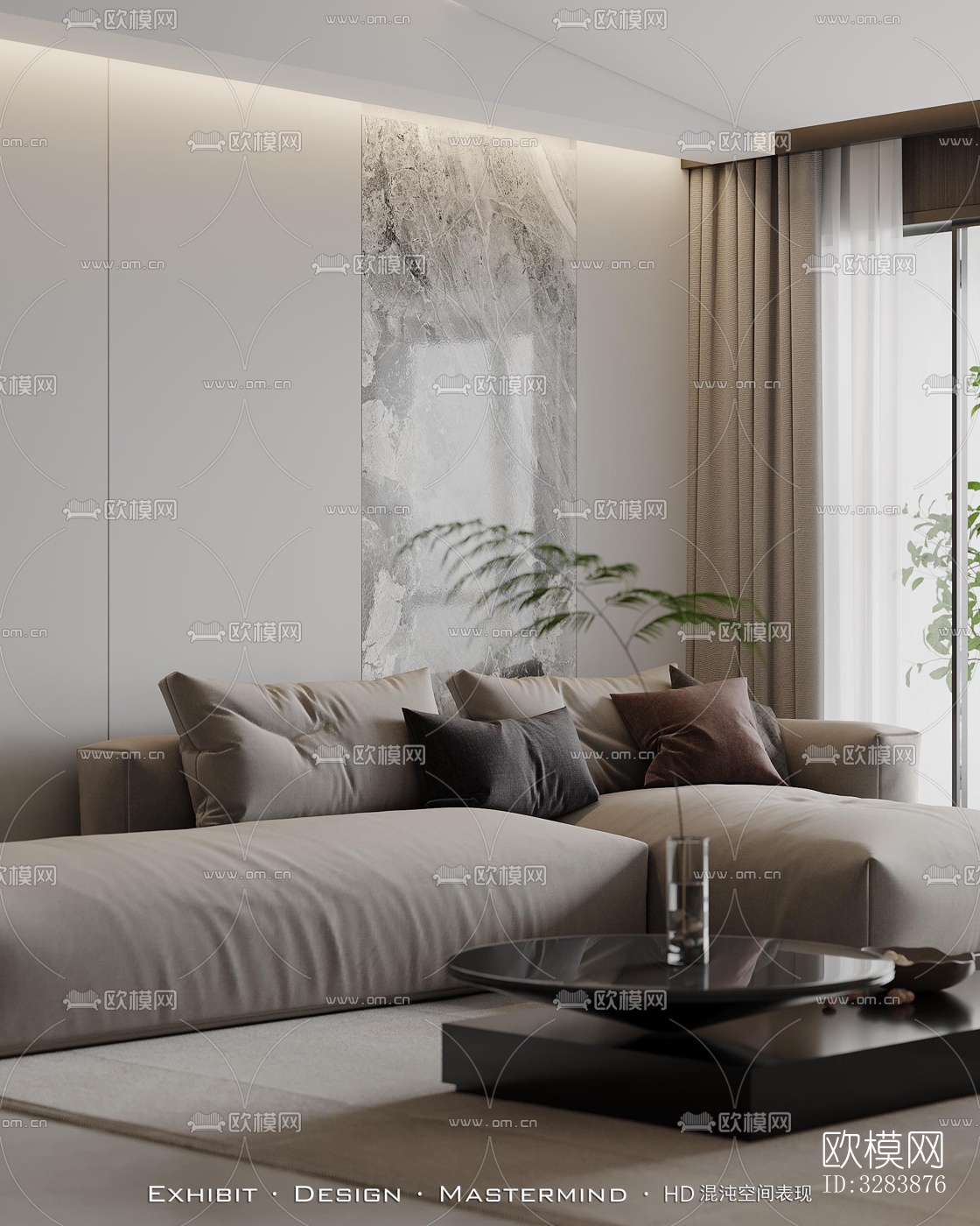 现代客餐厅效果图下载（渲染图3）