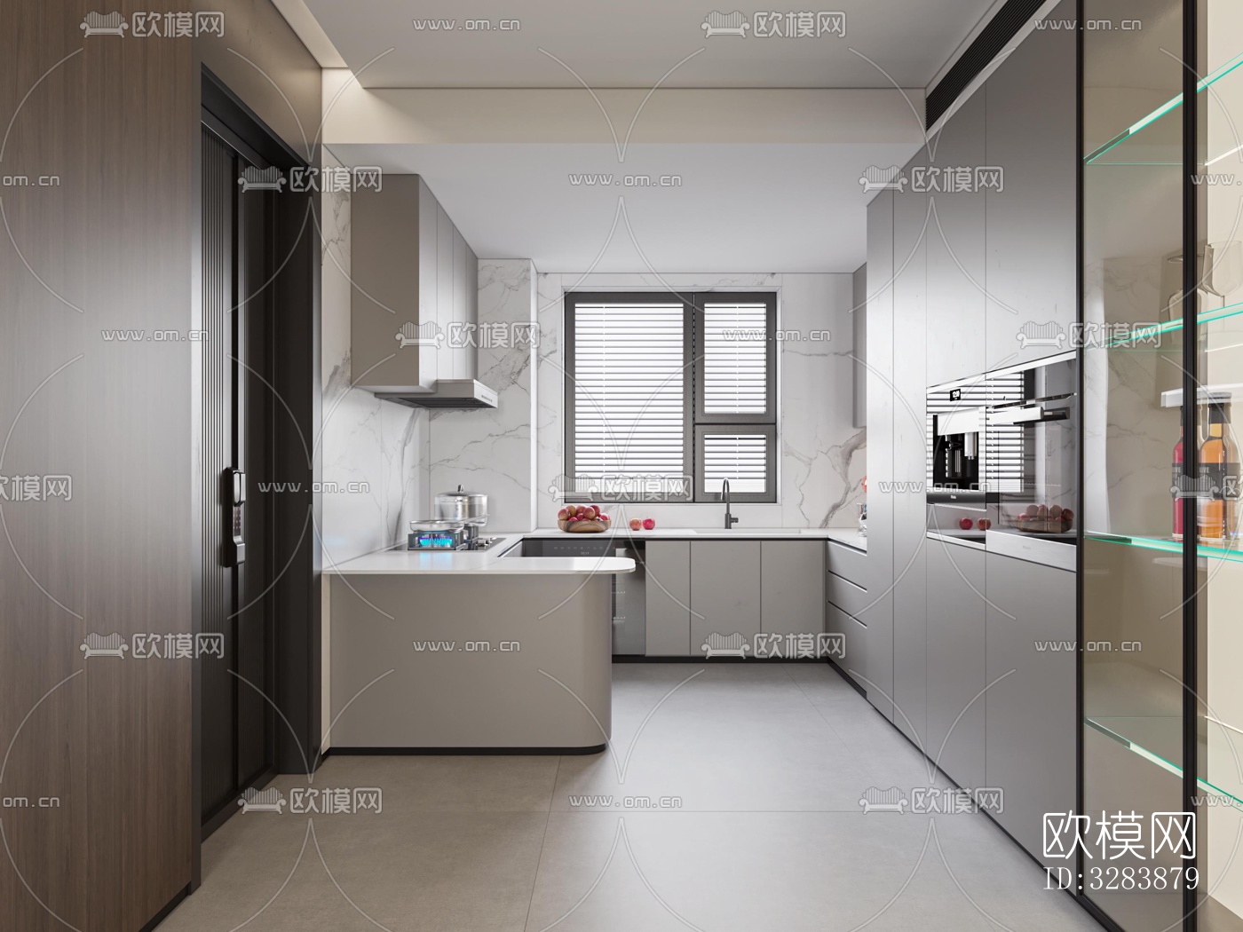 现代客餐厅效果图下载（渲染图6）