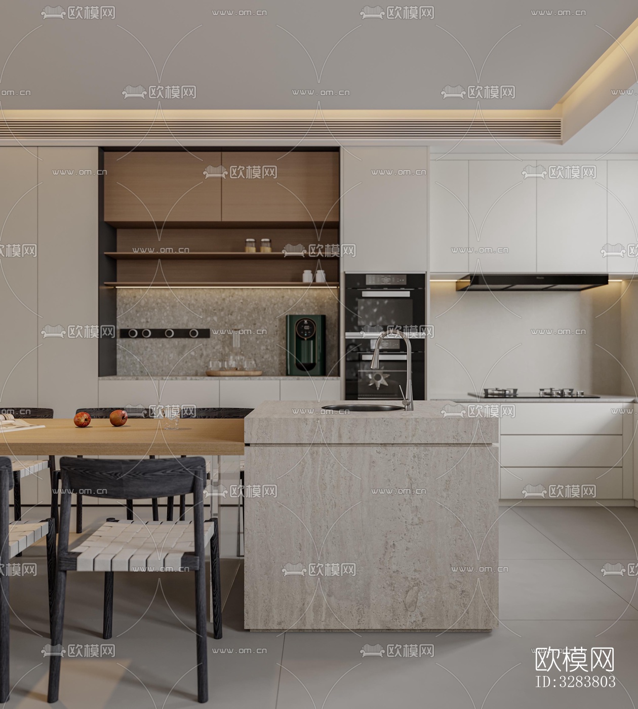 现代客餐厅效果图下载（渲染图1）