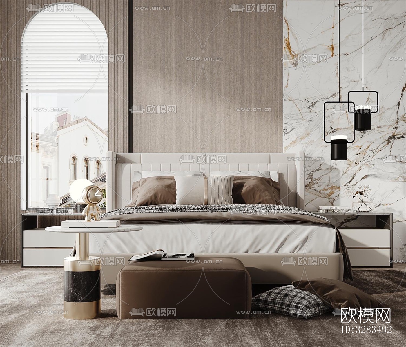 现代卧室效果图下载（渲染图2）