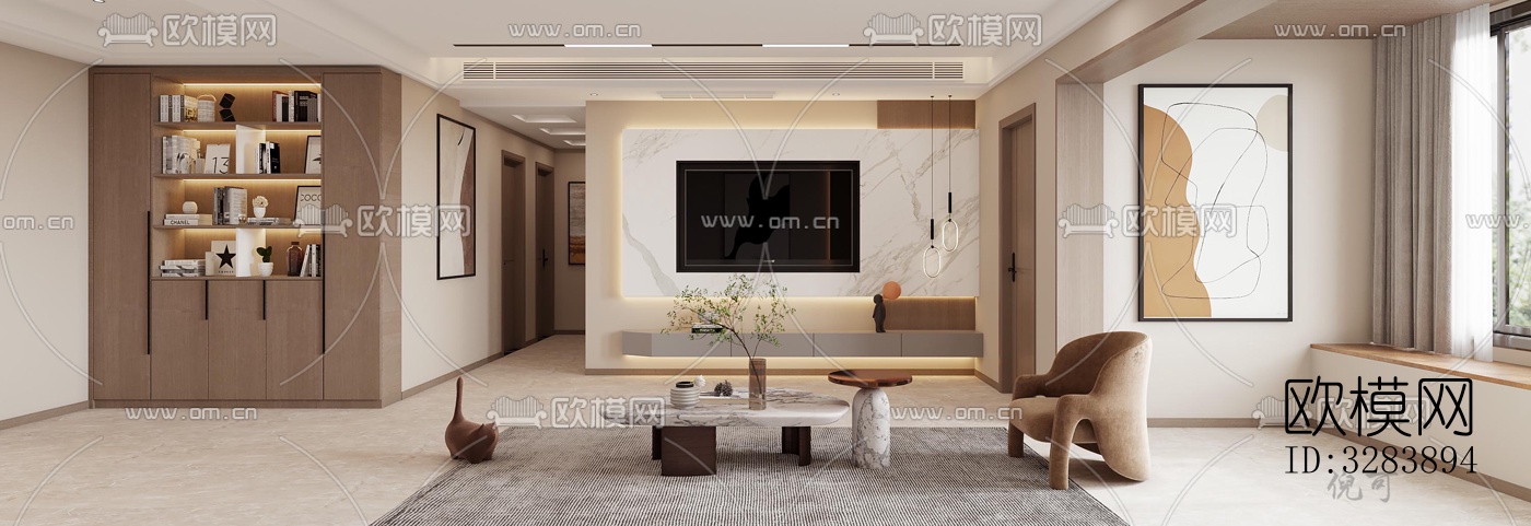 现代客餐厅效果图下载（渲染图2）