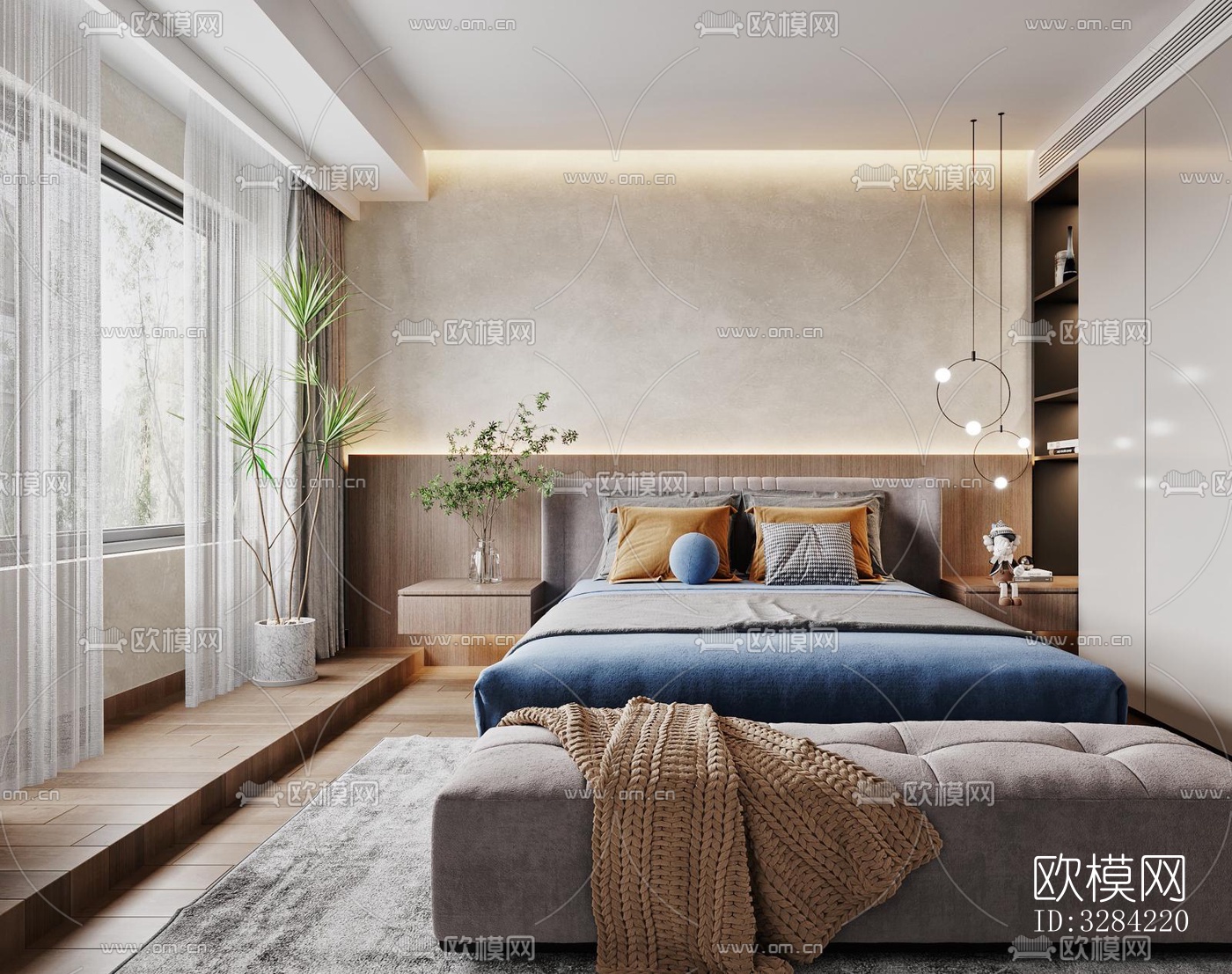 现代客餐厅效果图下载（渲染图6）