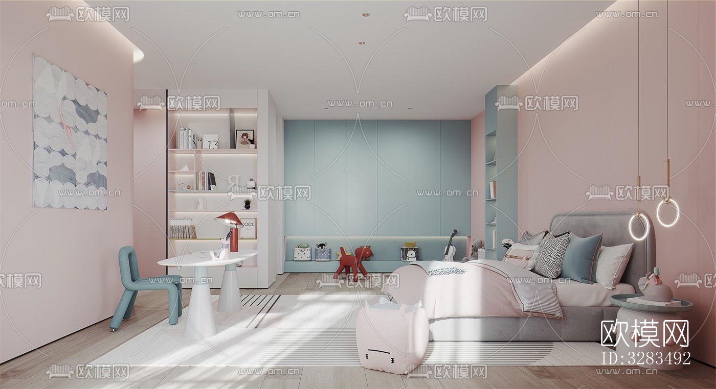 现代卧室效果图下载（渲染图1）