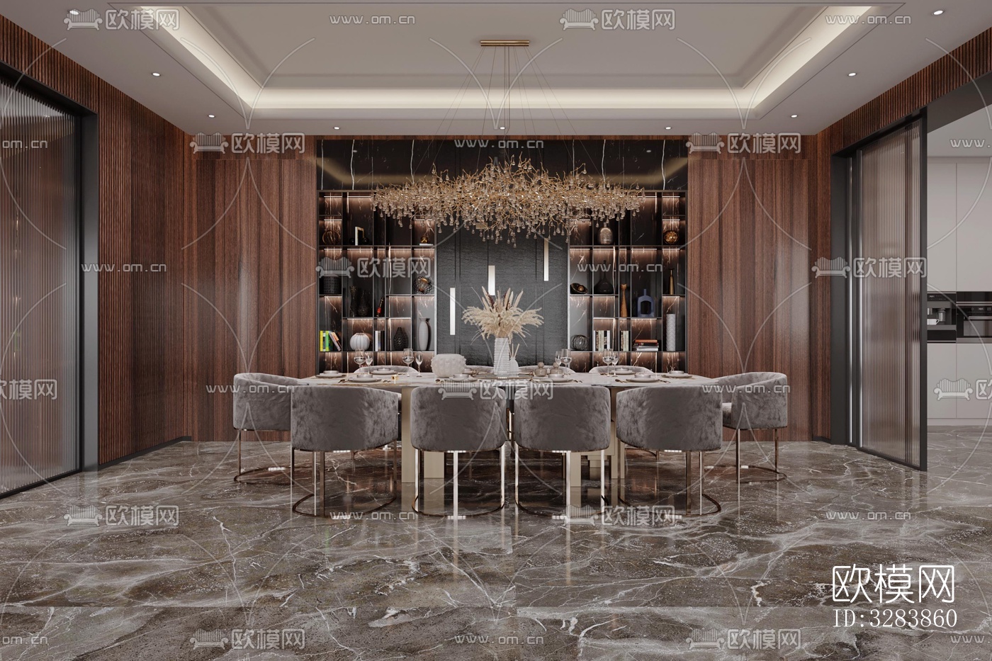 现代客餐厅效果图下载（渲染图4）