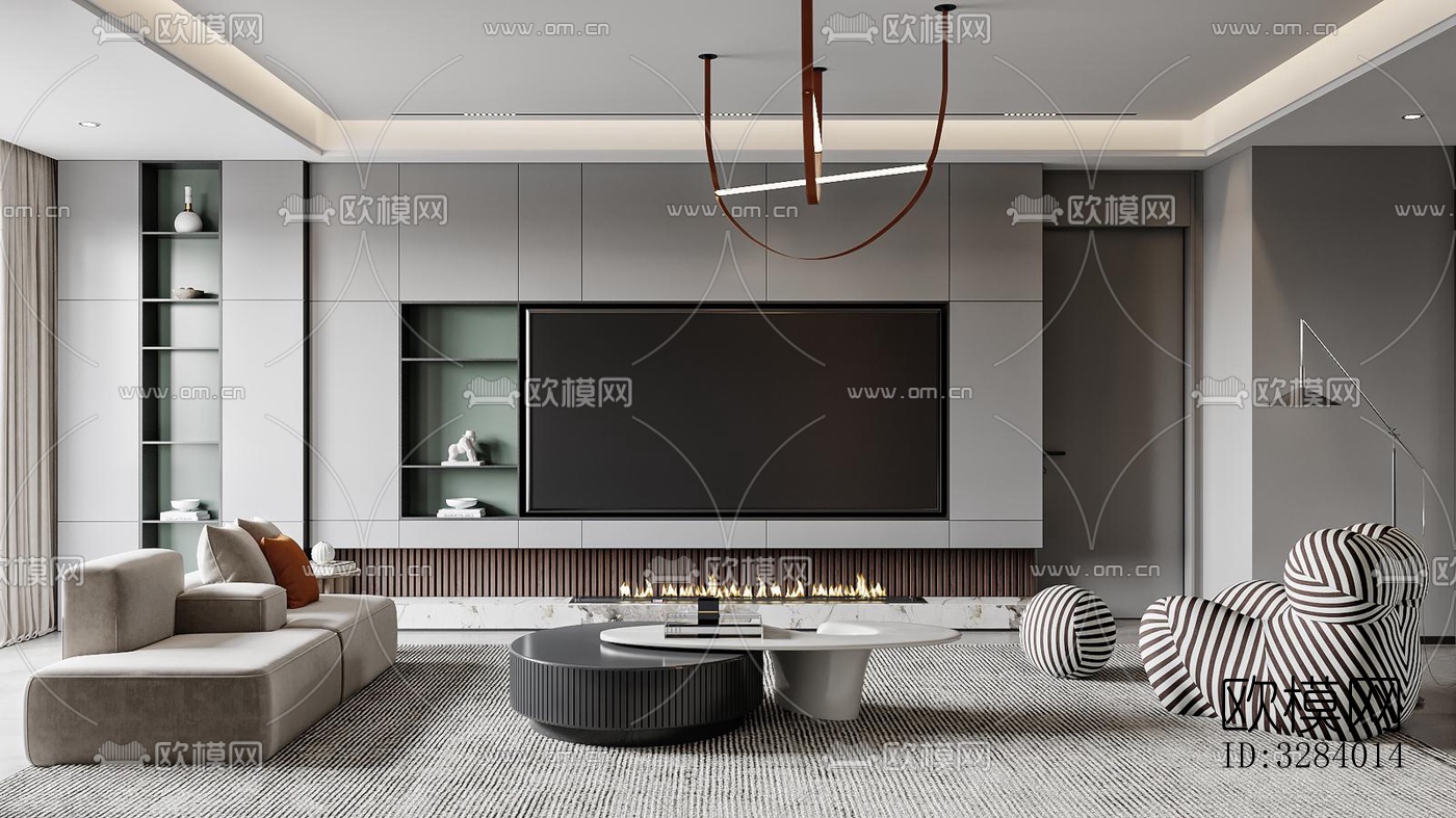 现代客餐厅效果图下载（渲染图5）