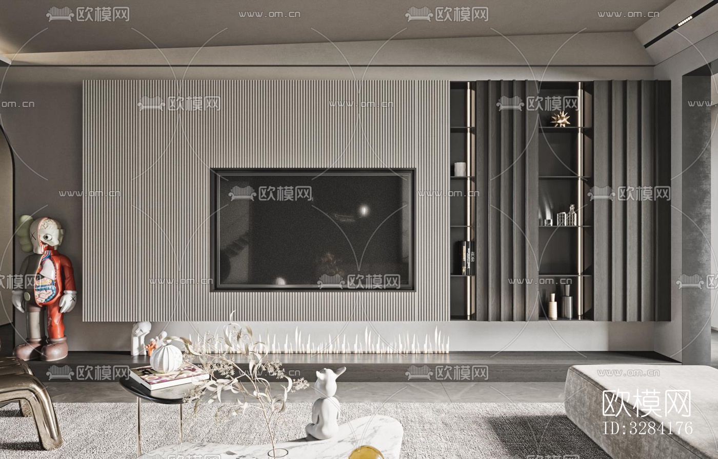 现代客餐厅效果图下载（渲染图1）