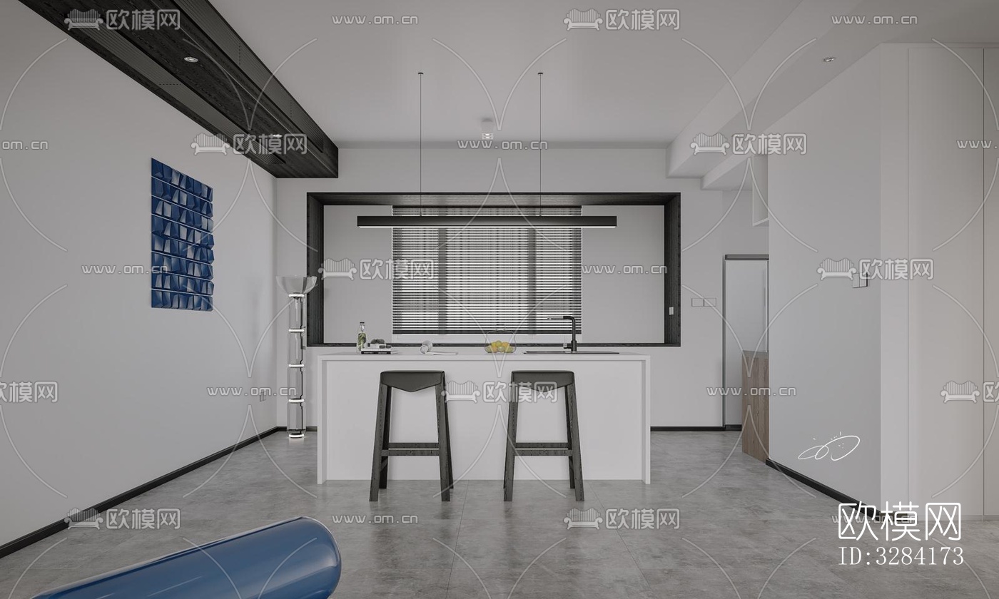 现代客餐厅效果图下载（渲染图6）