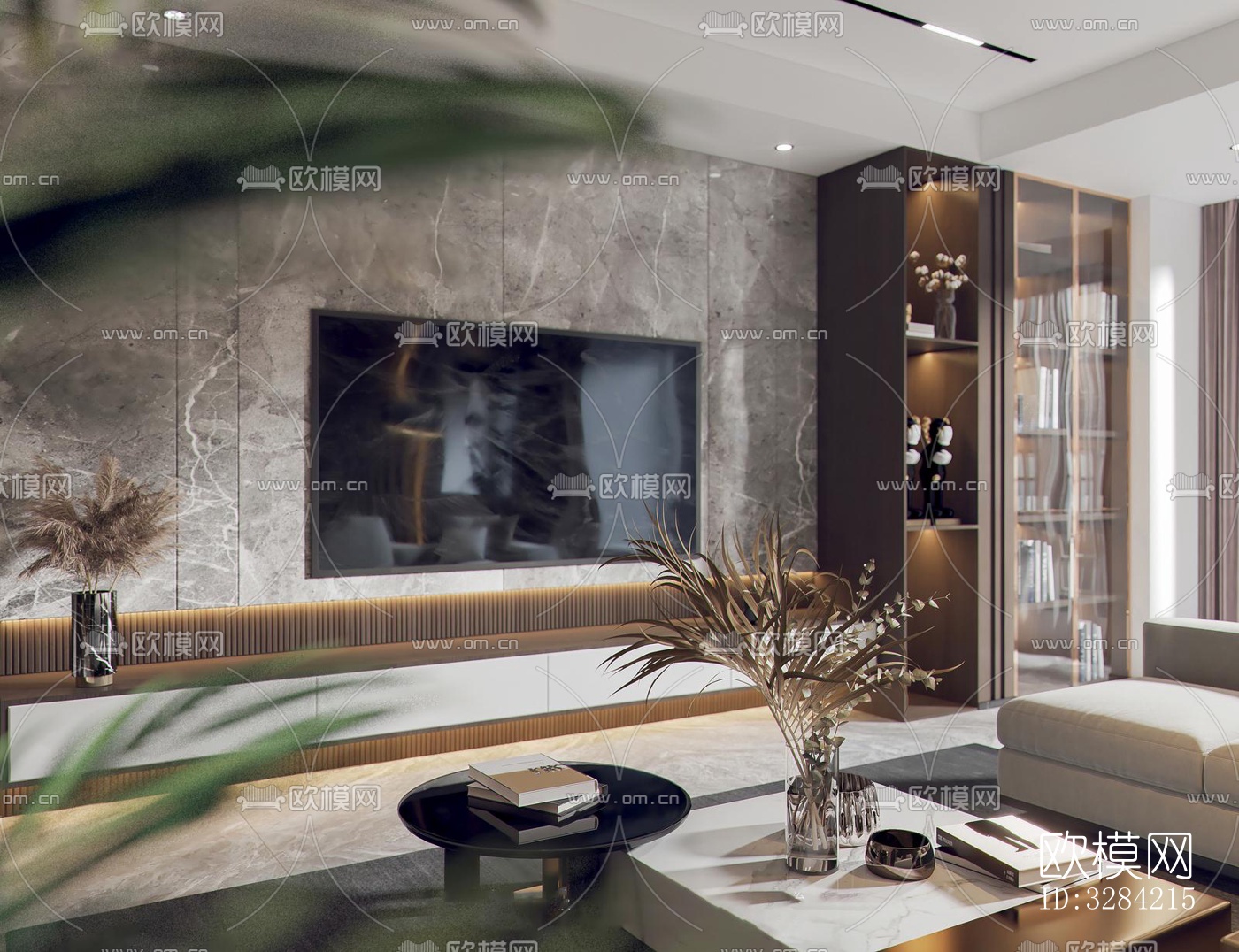 现代客餐厅效果图下载（渲染图1）