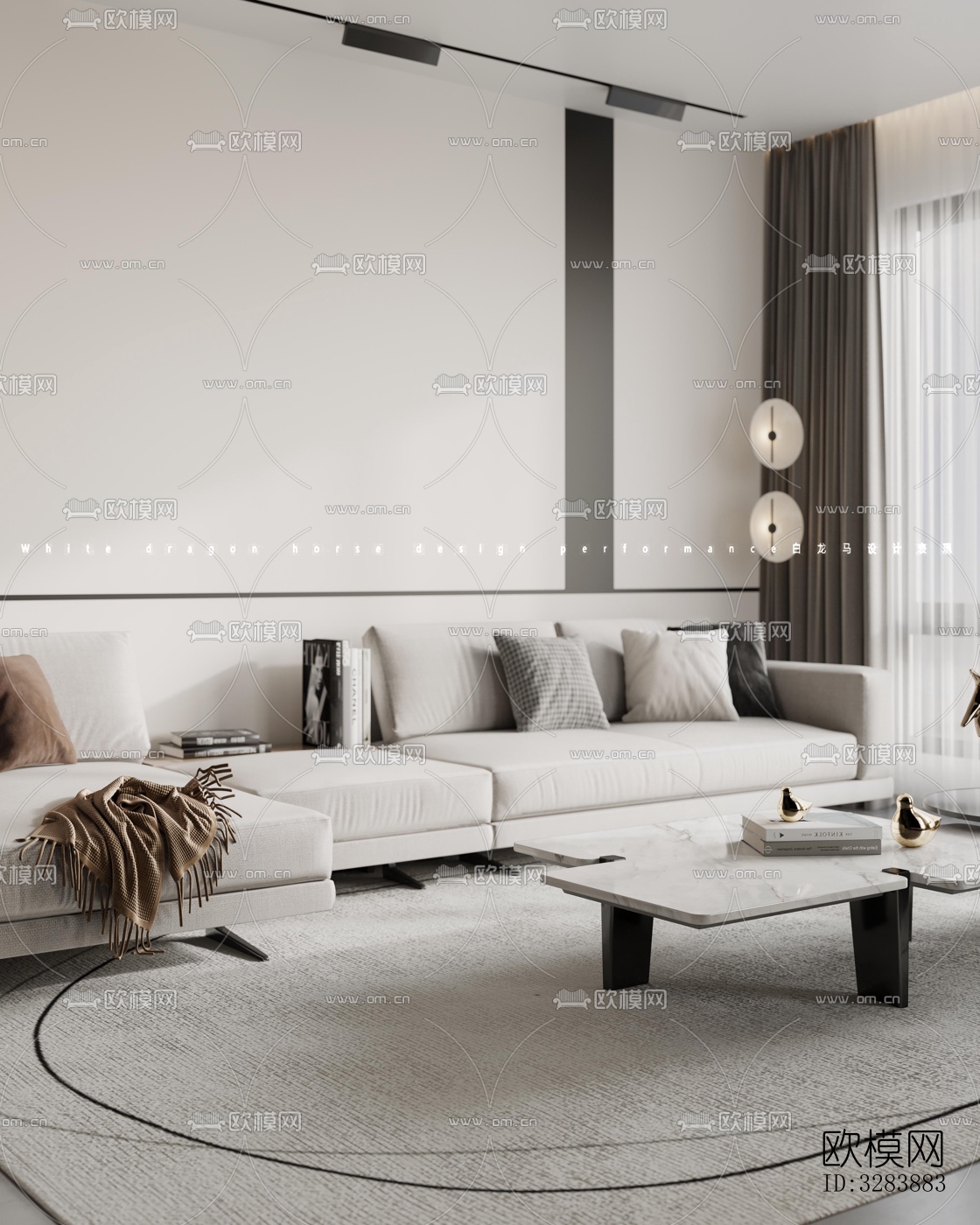 现代客餐厅效果图下载（渲染图6）