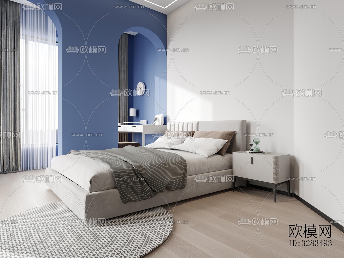现代卧室效果图下载（渲染图1）