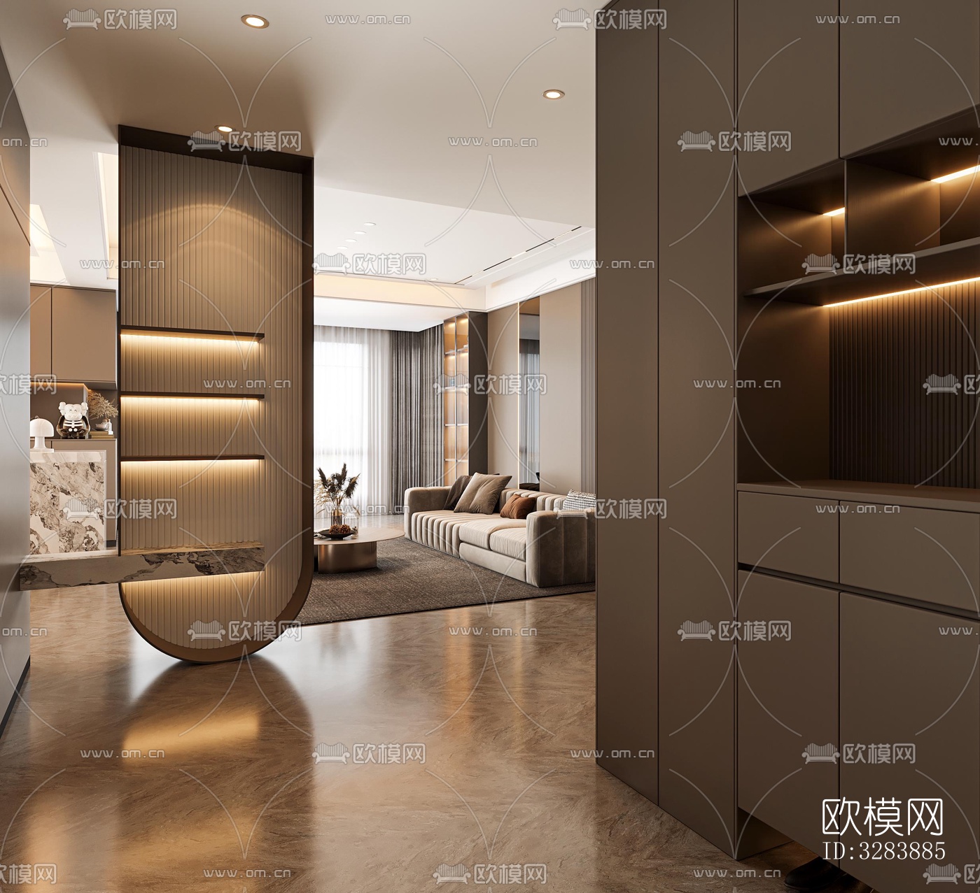 现代客餐厅效果图下载（渲染图1）