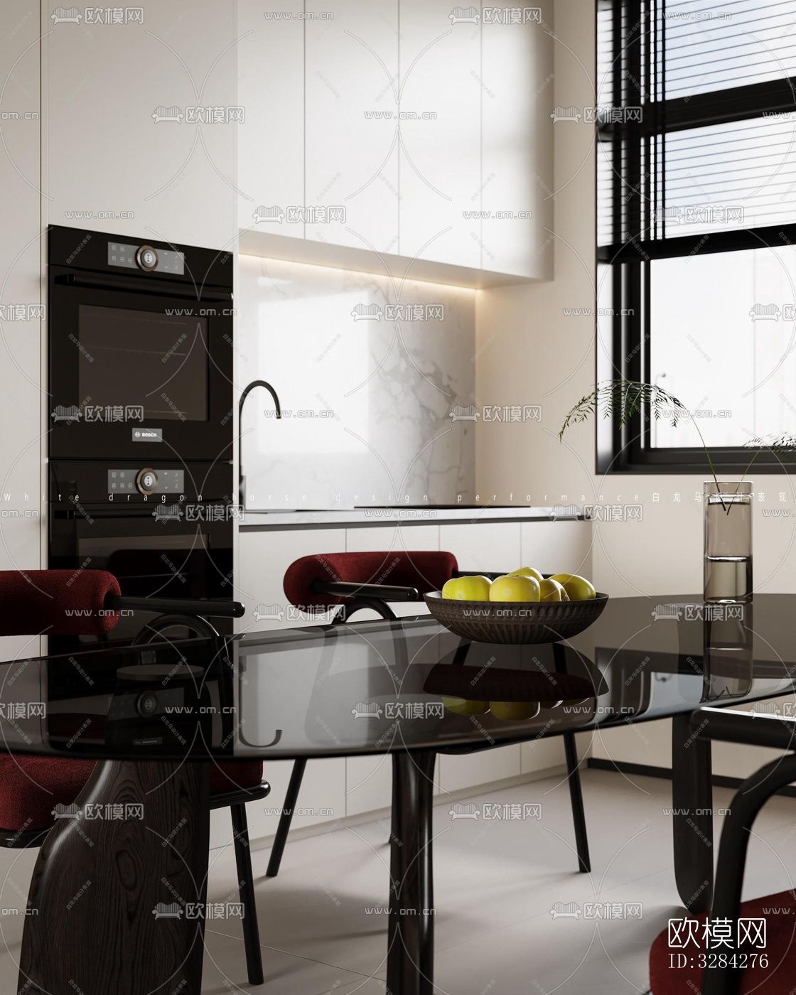 现代客餐厅效果图下载（渲染图4）