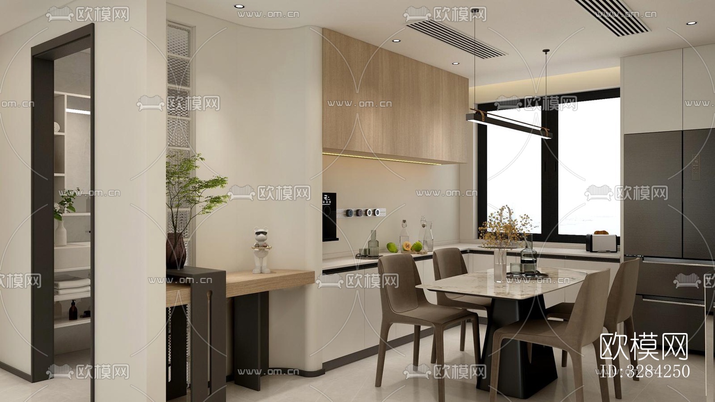 现代客餐厅效果图下载（渲染图7）