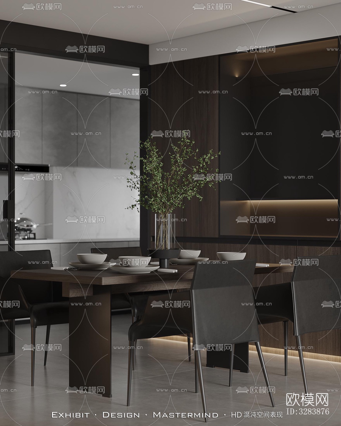 现代客餐厅效果图下载（渲染图5）