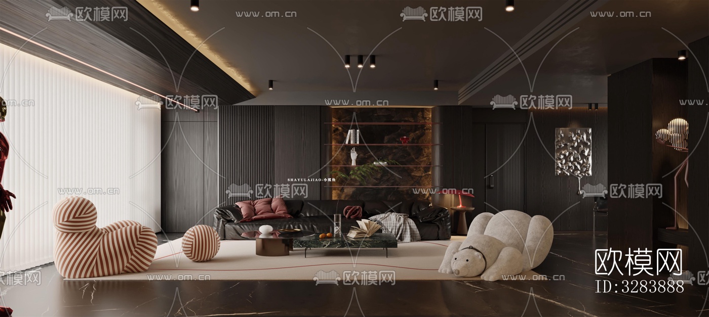 现代客餐厅效果图下载（渲染图4）