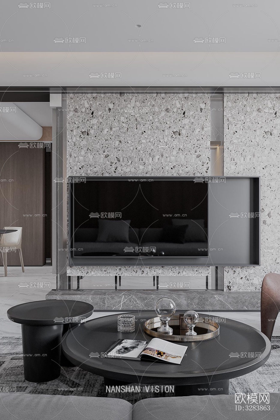 现代客餐厅效果图下载（渲染图6）