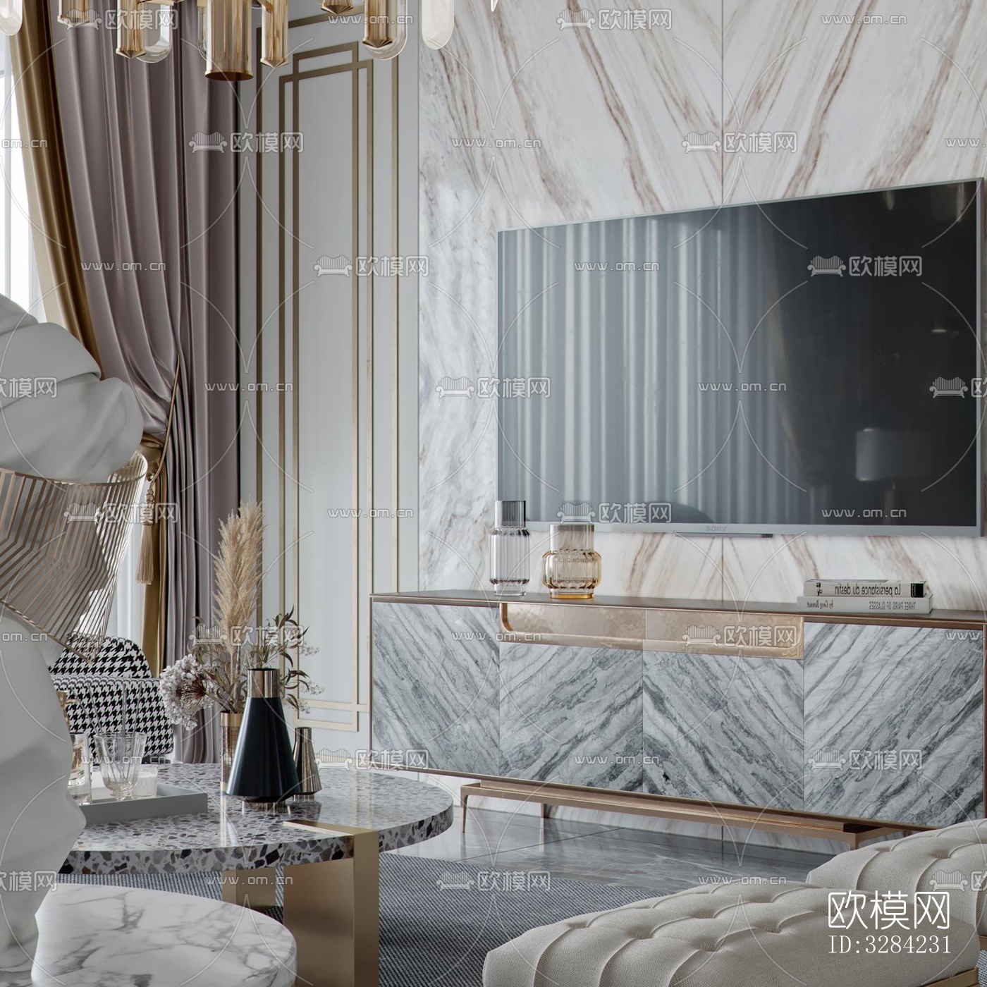 现代客餐厅效果图下载（渲染图7）