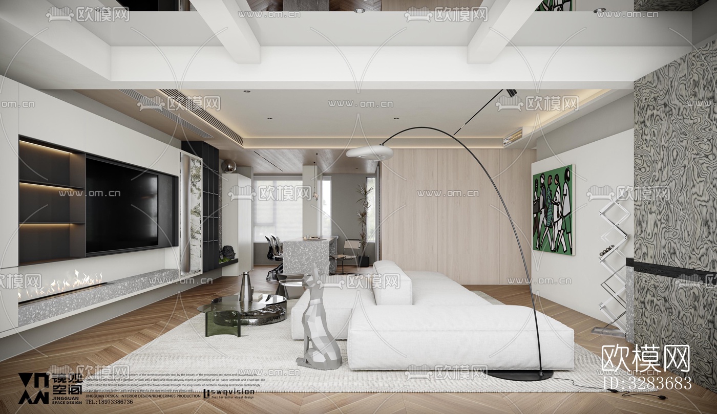 现代客餐厅效果图下载（渲染图15）