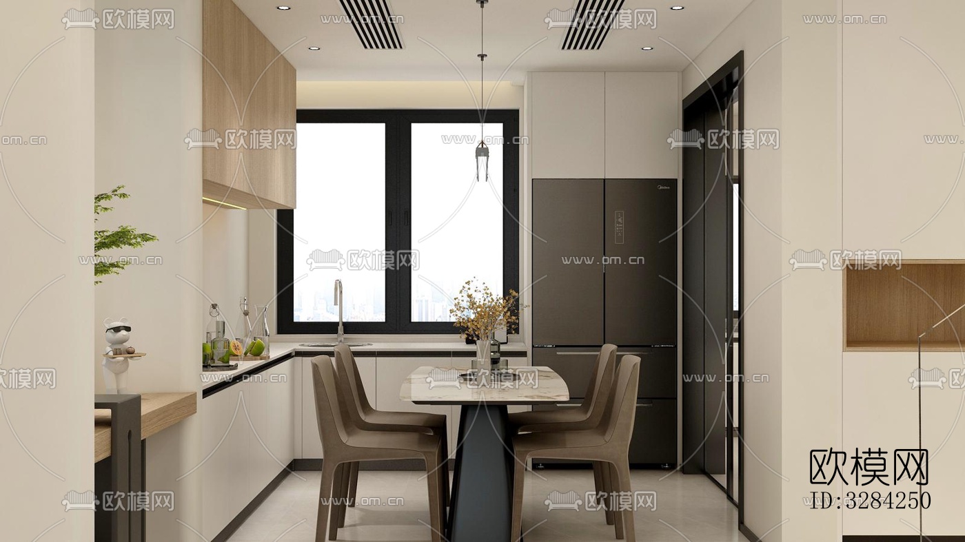 现代客餐厅效果图下载（渲染图3）