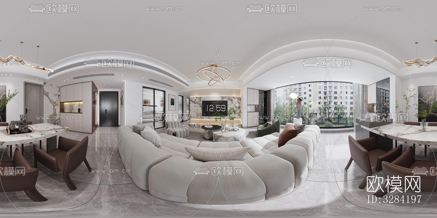 现代客餐厅效果图下载（渲染图8）