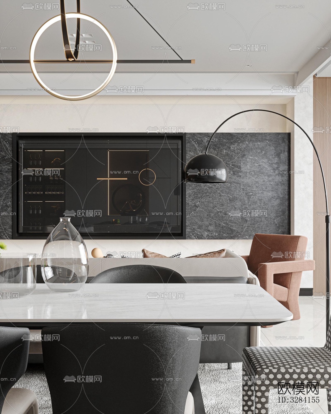 现代客餐厅效果图下载（渲染图7）