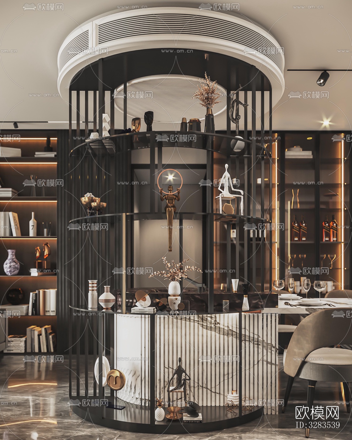 现代大平层效果图下载（渲染图4）