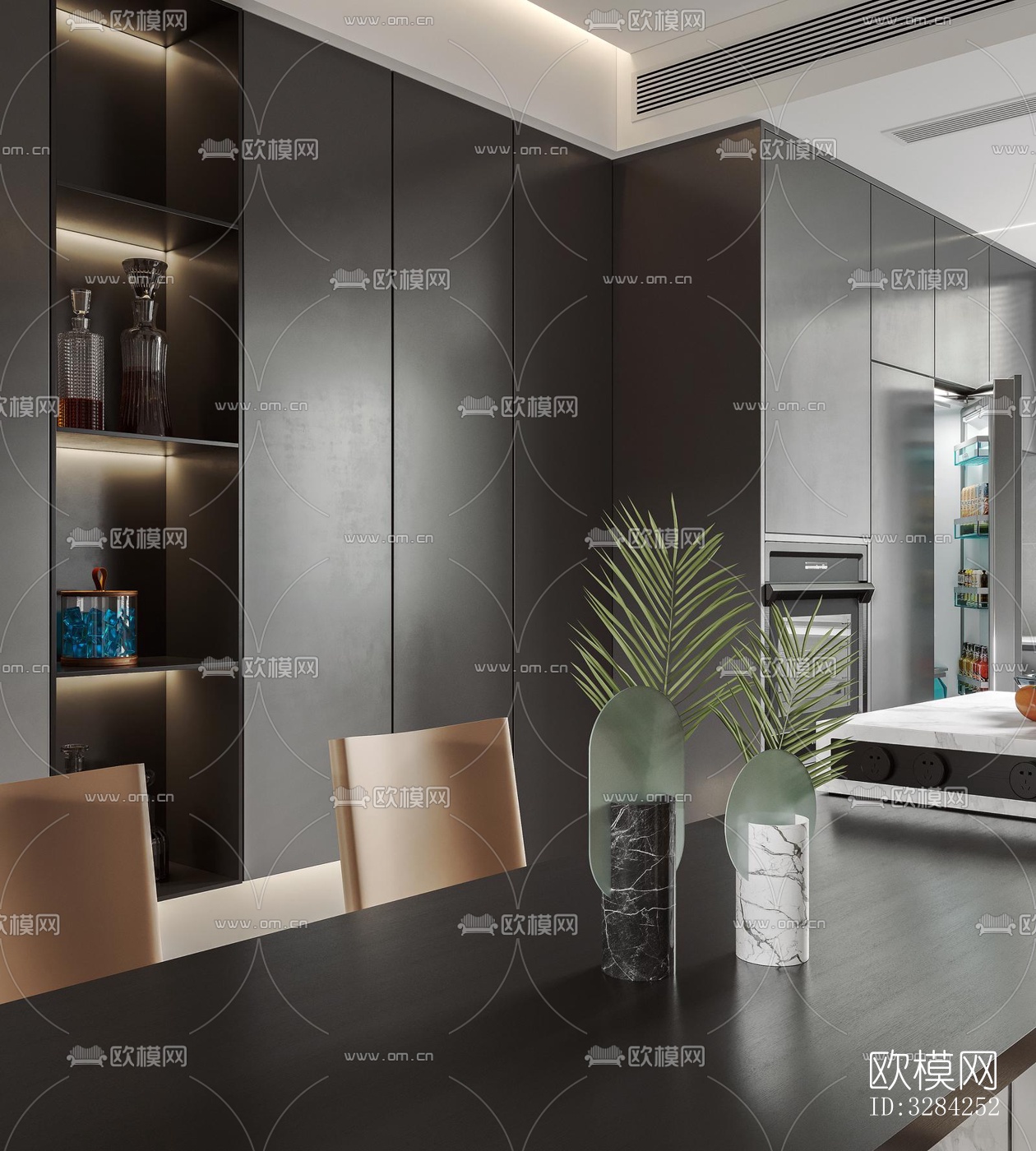 现代客餐厅效果图下载（渲染图9）