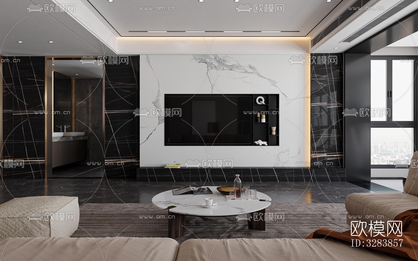 现代客餐厅效果图下载（渲染图6）