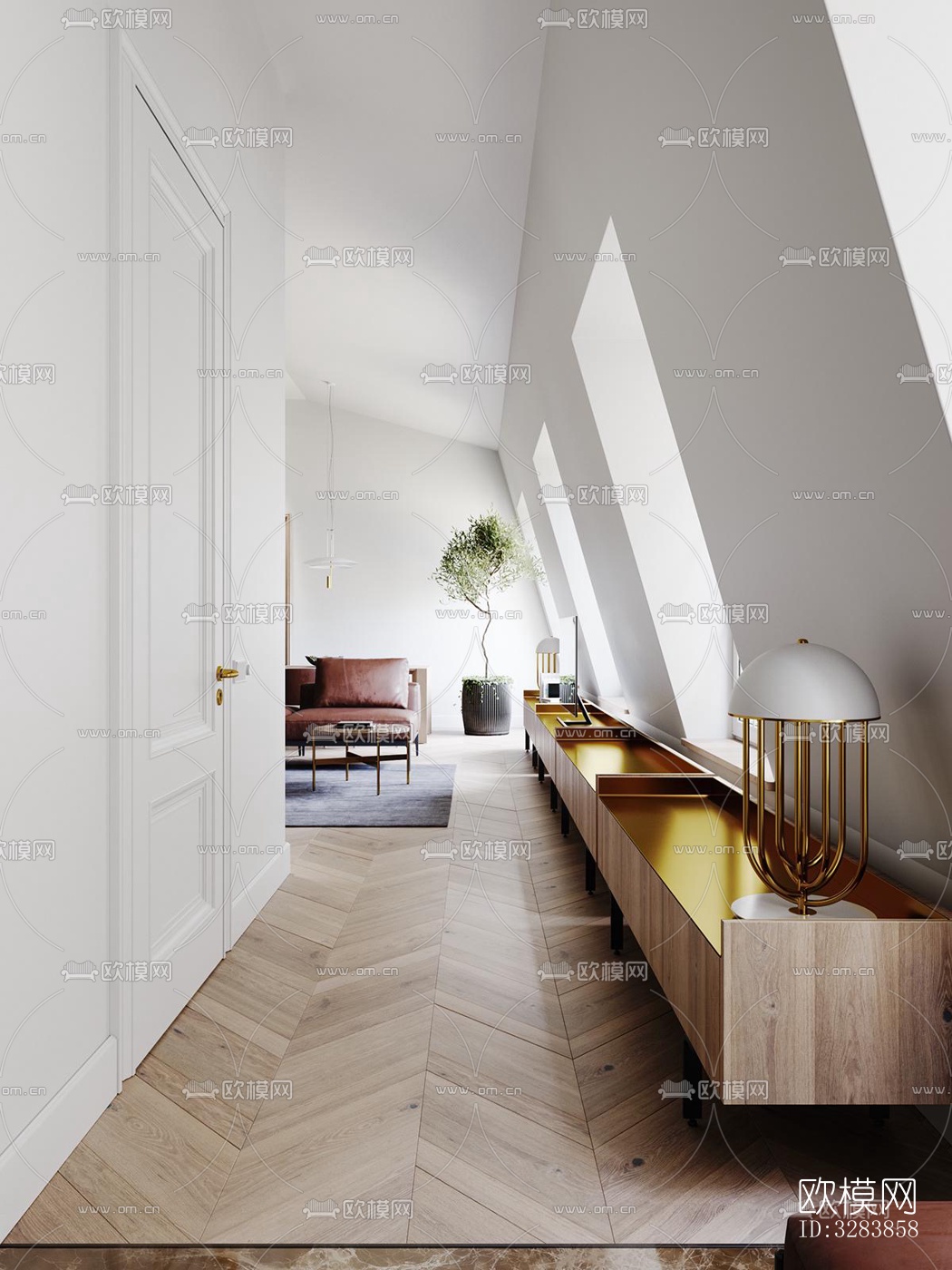 现代客餐厅效果图下载（渲染图4）